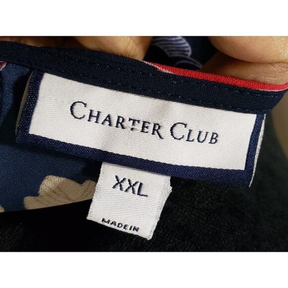 Charter Club Women's Blue Floral Polyester Round Neck Long Sleeve Top Blouse XXL - Picture 8 of 12